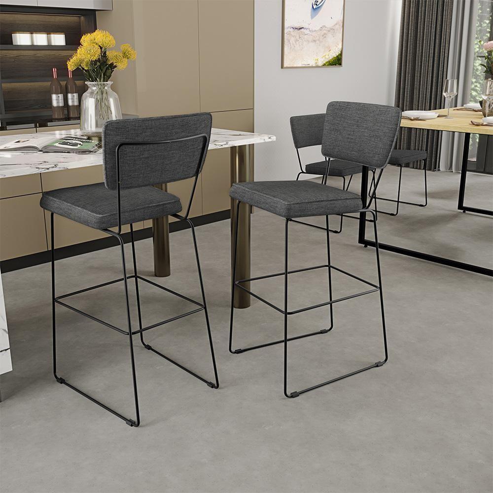 Banqueta Alta Para Cozinha Base Aço Allana L02 Cinza Escuro - 10