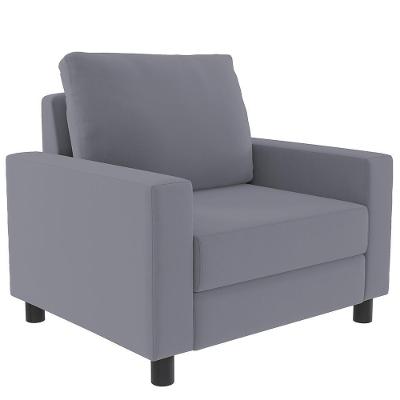 Poltrona Malta L02 Decorativa Para Sala De Estar Suede Cinza Lyam Decor