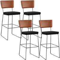 Kit 04 Banquetas Altas Cozinha Camel Linho Chumbo - 1