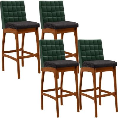 Kit 04 Banquetas Altas Cozinha B04 Verde Musgo Chumbo