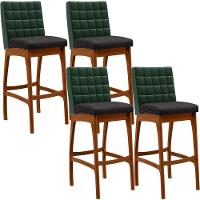 Kit 04 Banquetas Altas Cozinha B04 Verde Musgo Chumbo - 1