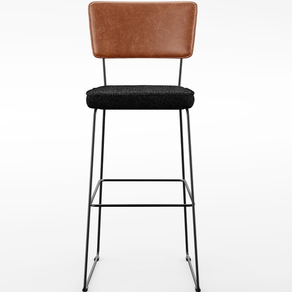 Kit 05 Banquetas Altas Cozinha Camel Linho Chumbo - 5