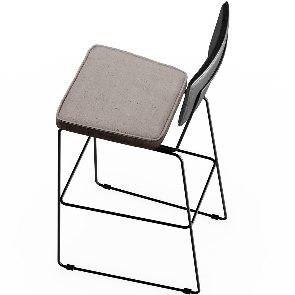 Kit 05 Banquetas Altas Cozinha Allana L02 Preto Linho Bege - 3