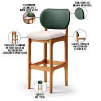 Kit 2 Banquetas Alta Betta Imbuia Facto Verde Linho Cru - 6