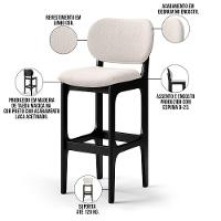 Kit 6 Banquetas Alta Bar Cozinha Betta L02 Preto Linho Cru - 6