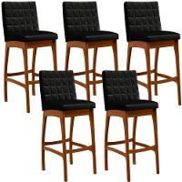 Kit 05 Banquetas Altas Mila Facto Preto - 1