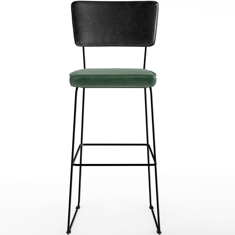 Kit 02 Banquetas Altas Preto Facto Verde Musgo - 5