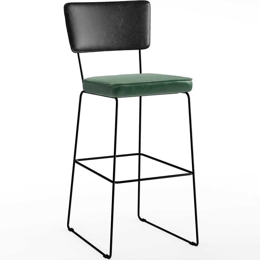 Kit 02 Banquetas Altas Preto Facto Verde Musgo - 8