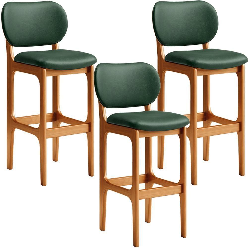 Kit 3 Banquetas Alta Betta Imbuia Facto Verde Musgo - 1