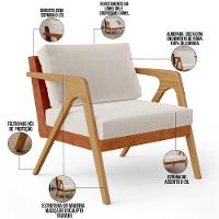 Kit 04 Poltronas Sala L02 Couríssimo Camel Linho Cru - 11