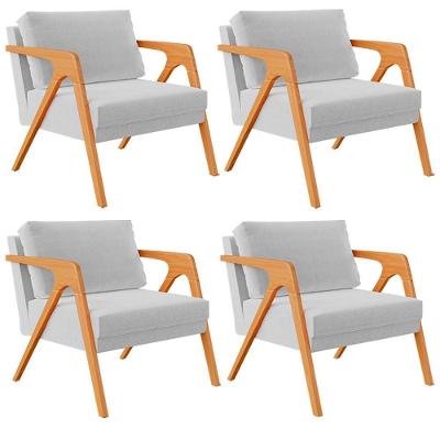 Kit 4 Poltronas Decorativas Pietra Para Sala De Estar Linho Cinza Lyam Decor
