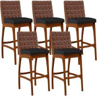 Kit 05 Banquetas Altas Mila Marrom Corano Preto - 1