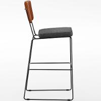 Kit 03 Banquetas Altas Camel Linho Cinza Escuro