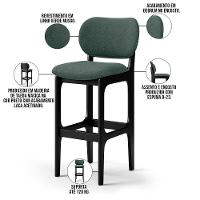 Kit 3 Banquetas Alta Cozinha Betta L02 Preto Verde Musgo - 6