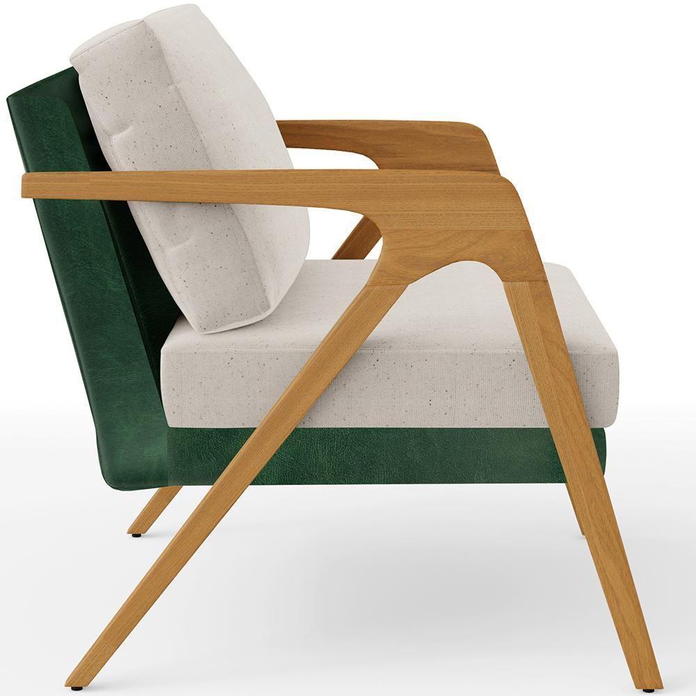 Poltrona Para Sala Estar Pietra Facto Verde Musgo Linho Cru - 3