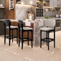 Banqueta Alta Bar Cozinha Fixa Betta L02 Preto Linho Bege - 7