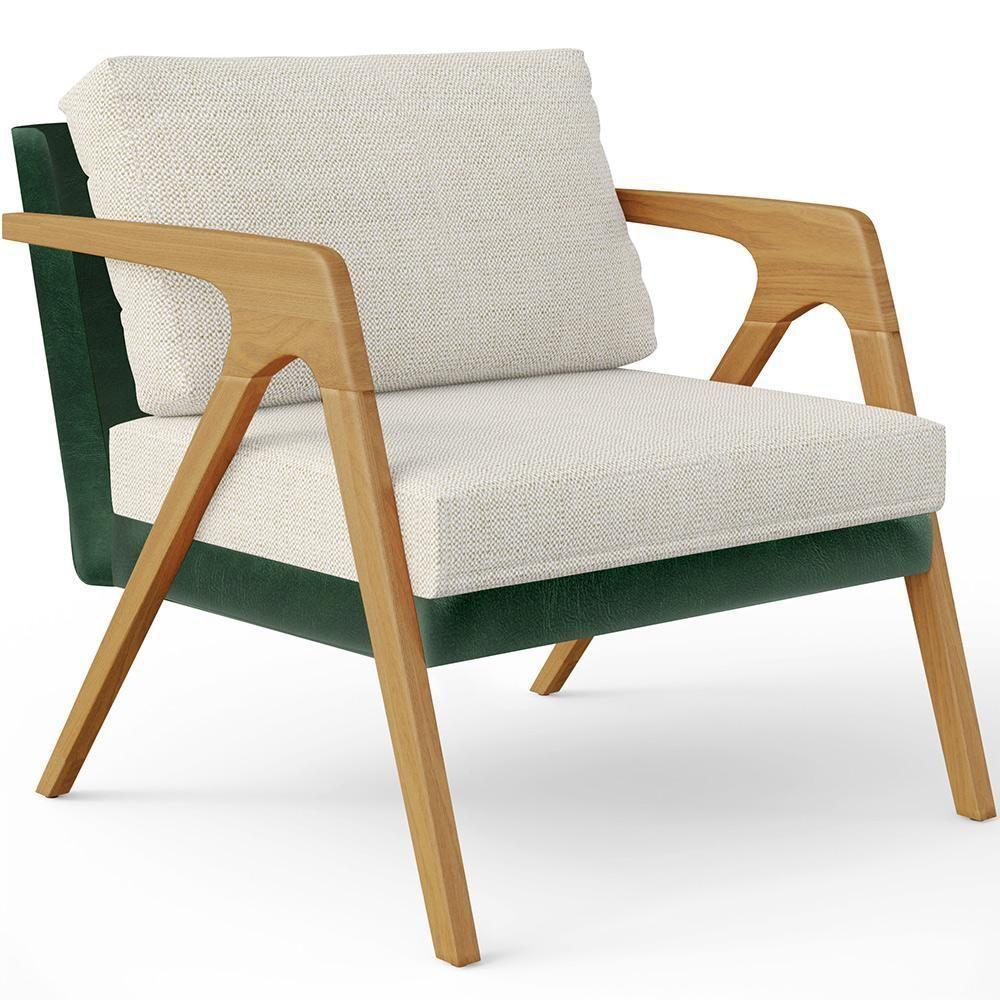 Kit 04 Poltronas Pietra Facto Verde Musgo Linho Champagne - 7