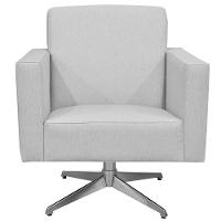Poltrona Com Base Giratória Para Sala De Estar Linho Cinza - 3