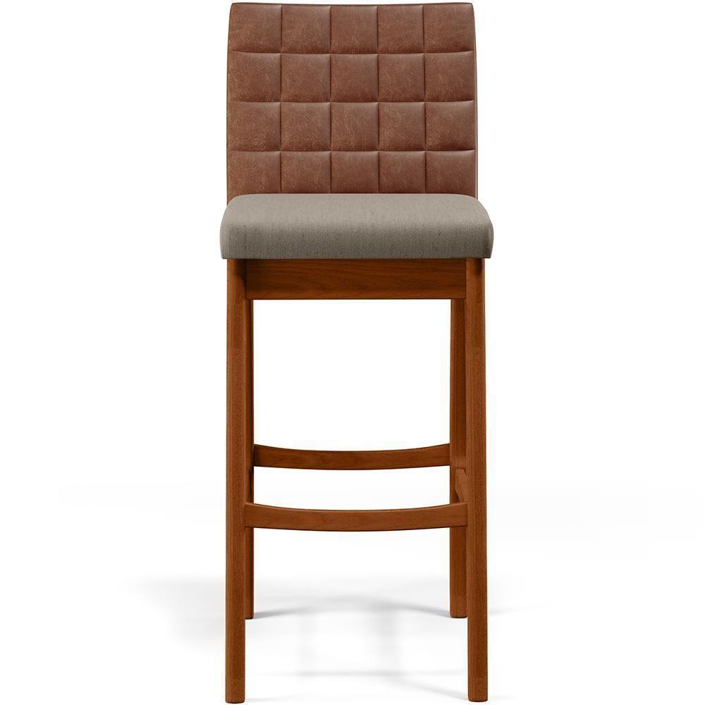 Kit 06 Banquetas Altas Mila Marrom Linho Bege - 5