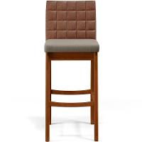 Kit 06 Banquetas Altas Mila Marrom Linho Bege - 5