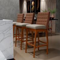 Kit 06 Banquetas Altas Mila Marrom Linho Bege - 9