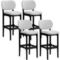 Kit 4 Banquetas Alta Betta Preto Linho Cinza - 1