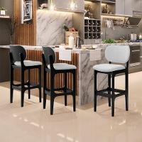 Kit 4 Banquetas Alta Betta Preto Linho Cinza - 8