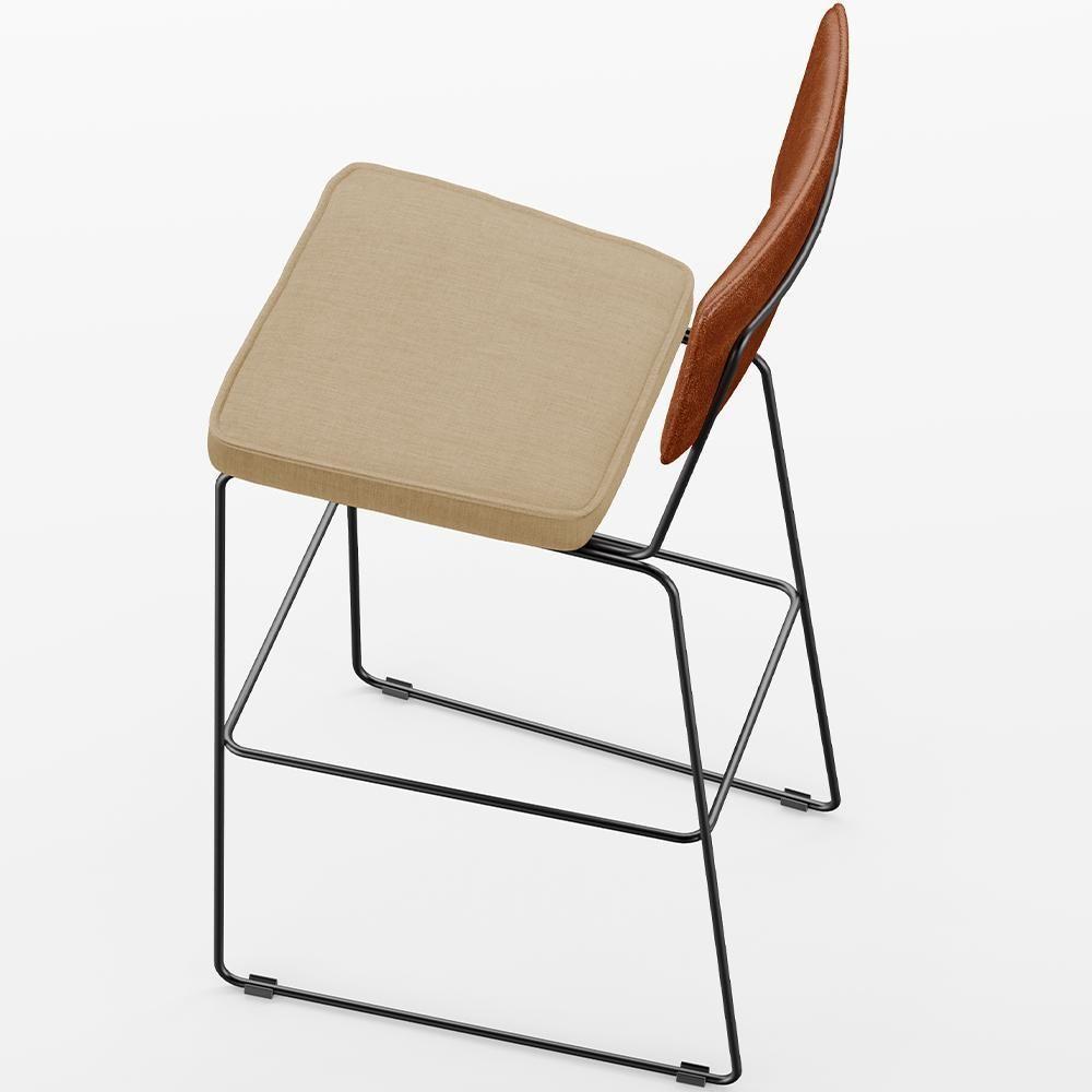 Kit 04 Banquetas Altas Camel Linho Bege Escuro - 3