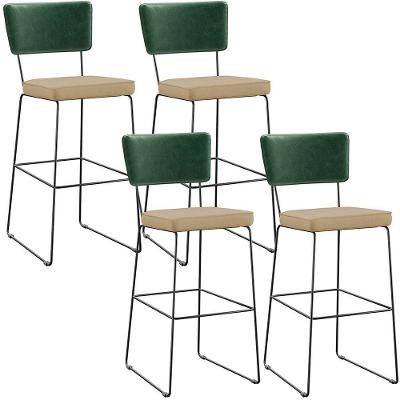 Kit 04 Banquetas Altas Facto Verde Musgo Linho Bege Escuro