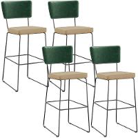 Kit 04 Banquetas Altas Facto Verde Musgo Linho Bege Escuro - 1
