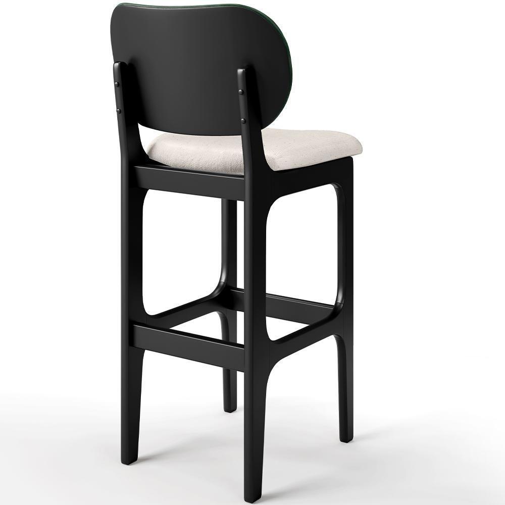 Kit 6 Banquetas Alta Betta Preto Facto Verde Linho Cru - 2