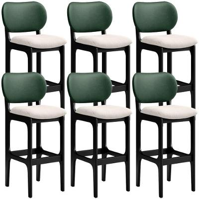 Kit 6 Banquetas Alta Betta Preto Facto Verde Linho Cru