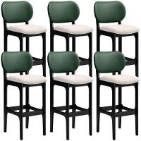 Kit 6 Banquetas Alta Betta Preto Facto Verde Linho Cru - 1