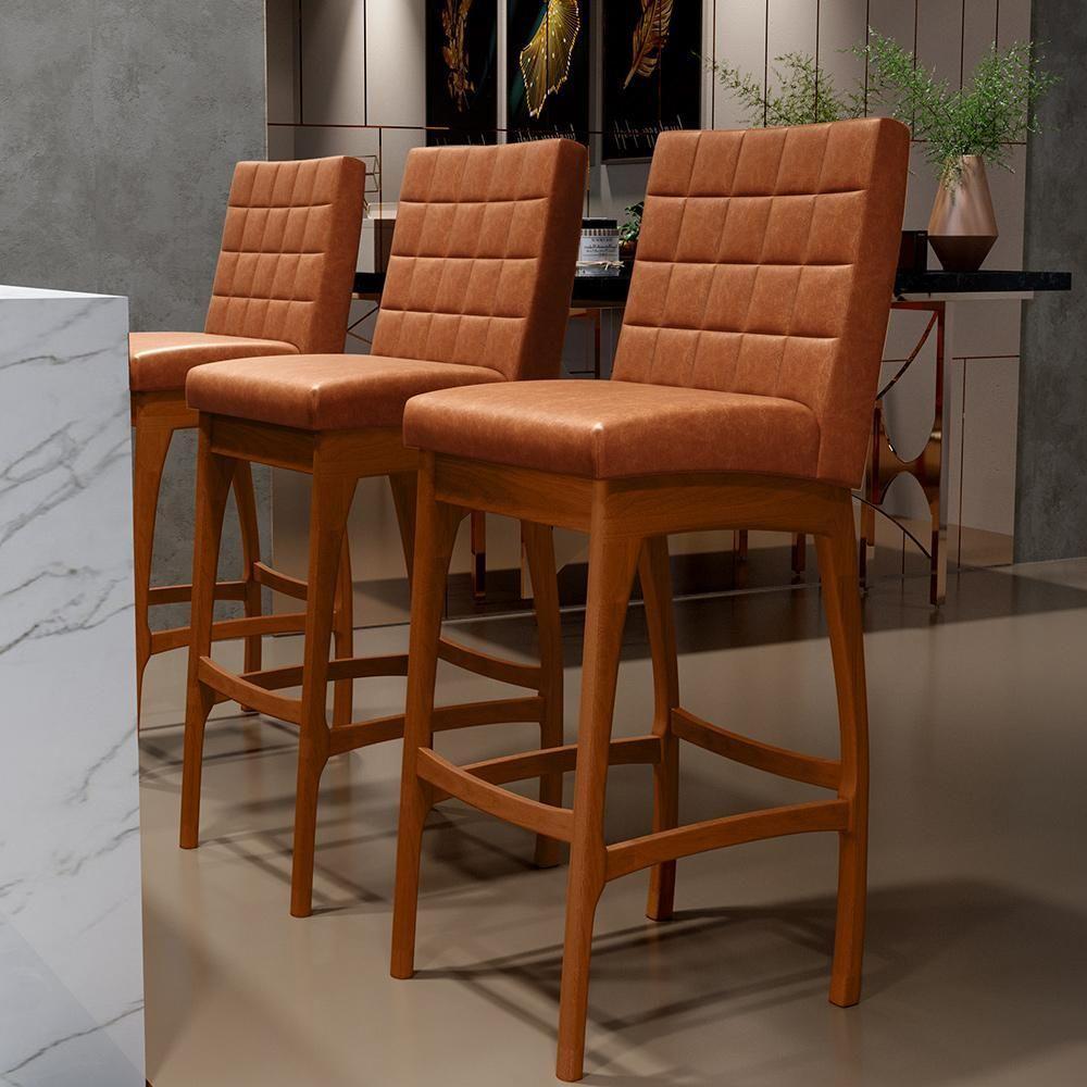 Kit 05 Banquetas Altas Mila Camel - 9