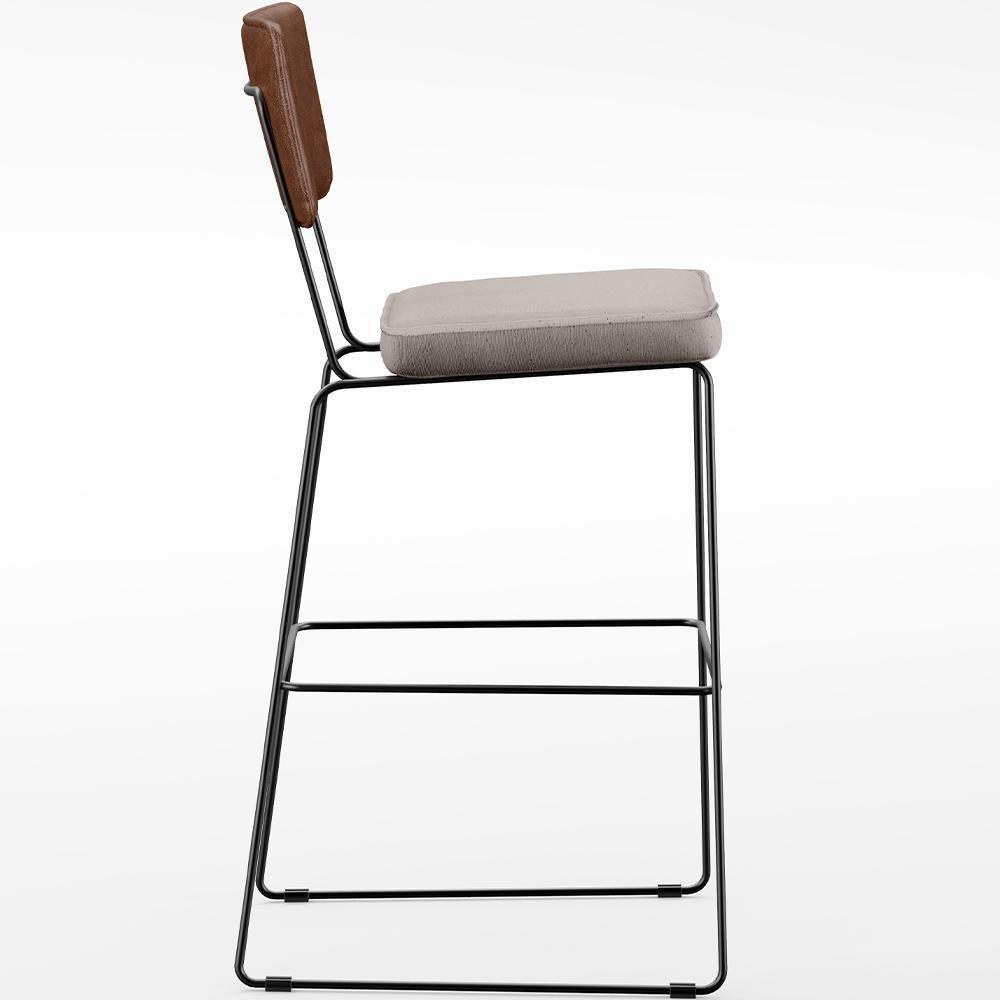 Kit 04 Banqueta Alta Cozinha Allana L02 Marrom Linho Bege - 6