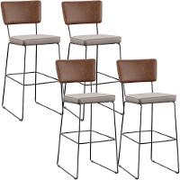 Kit 04 Banqueta Alta Cozinha Allana L02 Marrom Linho Bege - 1