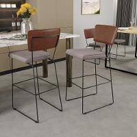 Kit 04 Banqueta Alta Cozinha Allana L02 Marrom Linho Bege - 15