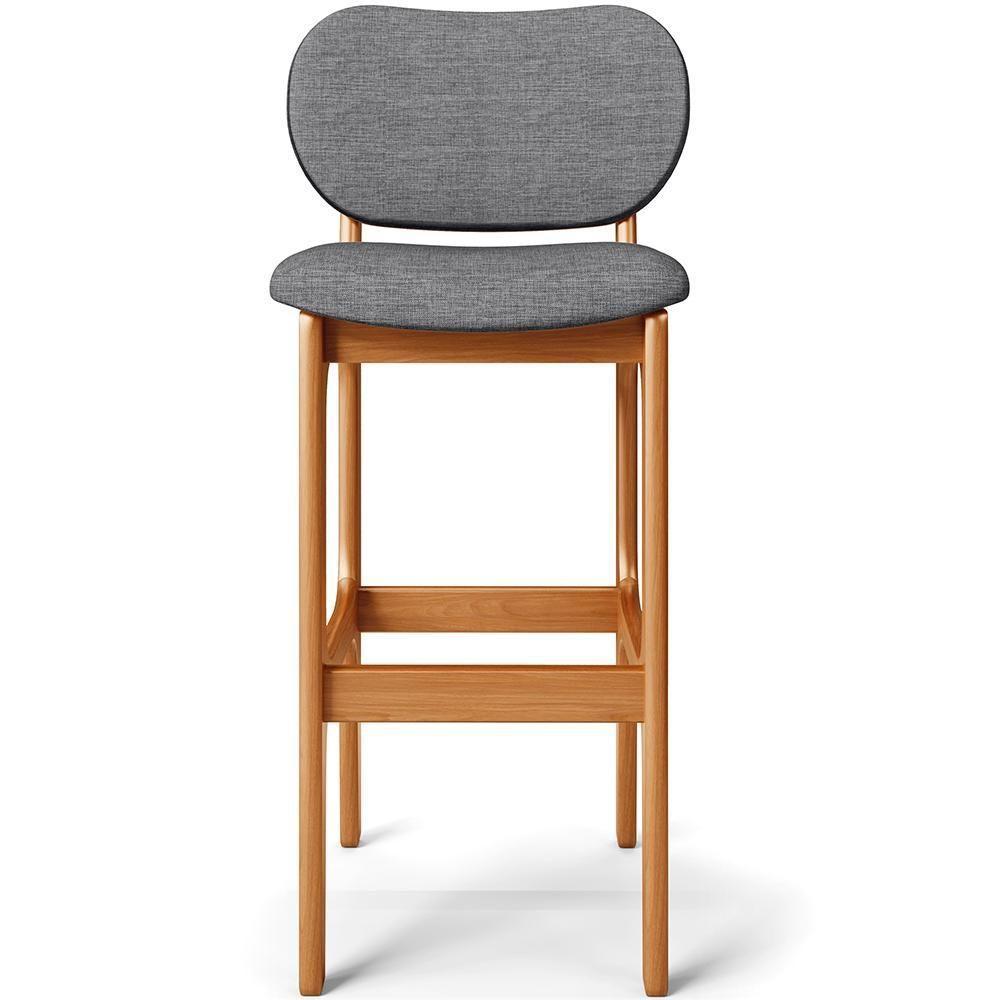 Kit 2 Banquetas Alta Betta Imbuia Linho Cinza Escuro - 4