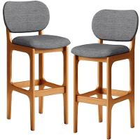 Kit 2 Banquetas Alta Betta Imbuia Linho Cinza Escuro - 1