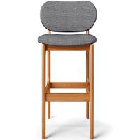 Kit 2 Banquetas Alta Betta Imbuia Linho Cinza Escuro