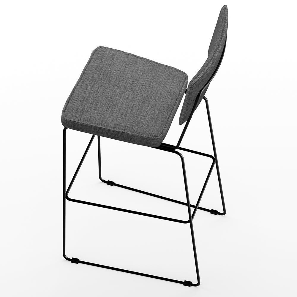 Kit 03 Banquetas Alta Linho Cinza Escuro - 2