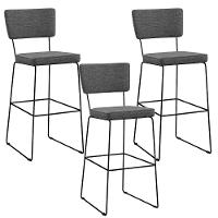 Kit 03 Banquetas Alta Linho Cinza Escuro - 1