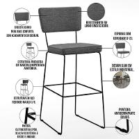 Kit 03 Banquetas Alta Linho Cinza Escuro - 7