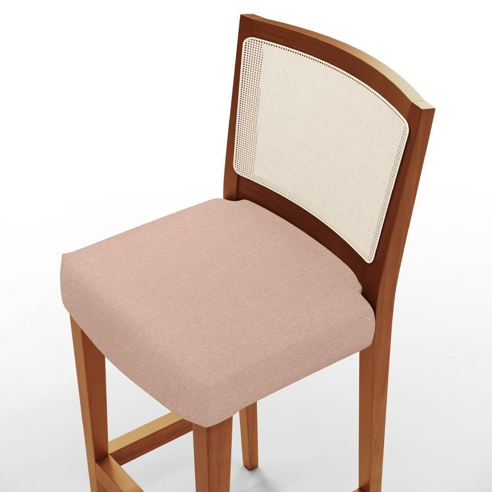 Kit 03 Banquetas Alta Branco Linho Rosê - 3