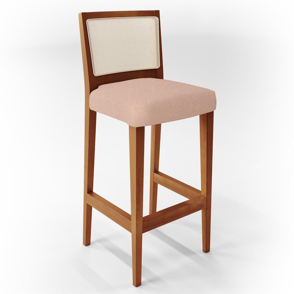 Kit 03 Banquetas Alta Branco Linho Rosê - 4