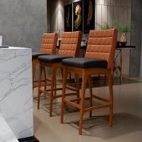 Kit 05 Banquetas Altas Mila Camel Linho Chumbo - 9