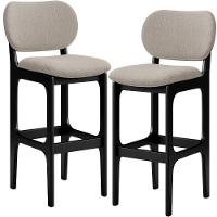 Kit 2 Banquetas Alta Betta Preto Linho Bege - 1