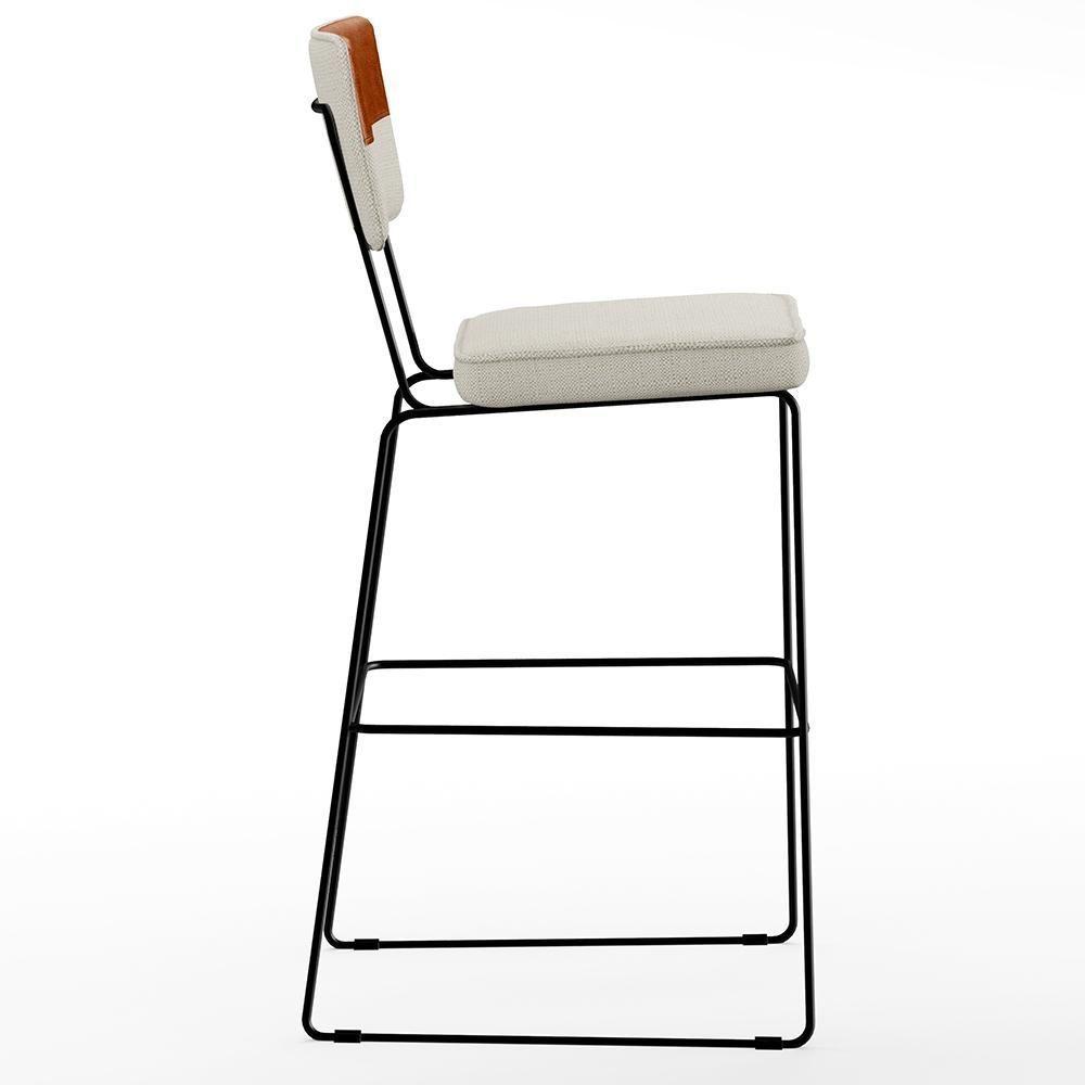 Kit 03 Banquetas Altas Allana L02 Faixa Camel Champagne - 3