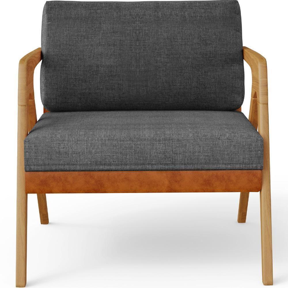 Kit 02 Poltronas Sala L02 Camel Linho Cinza Escuro - 4