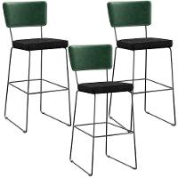 Kit 03 Banquetas Altas Allana L02 Verde Musgo Chumbo - 1